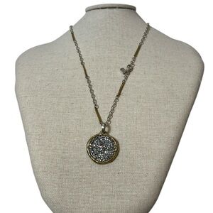 Waxing Poetic Halo Pendant Silver and Gold Pendant Necklace